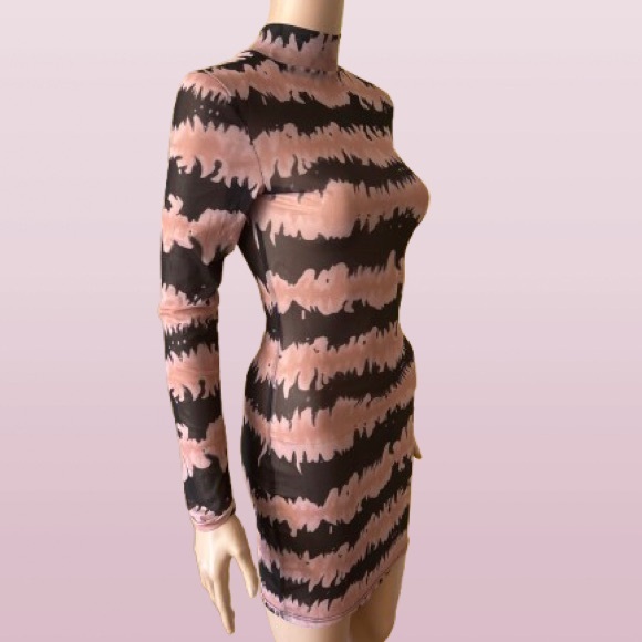 shop ten one Dresses & Skirts - Chic Nude Sheer Mock Neck Bodycon Dress for Cocktail Nights